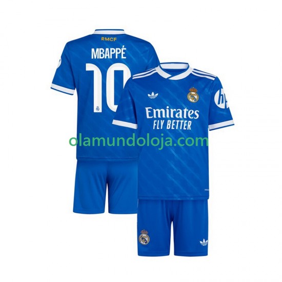 Camisola Real Madrid Mbappé Kylian 10 Criança Equipamento Terceiro 2025-2026 Manga Curta